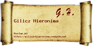 Gilicz Hieronima névjegykártya